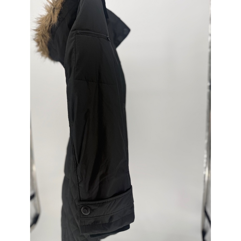 NWT Hawke & Co Black Quilted Puffer Parka Faux Fur Hood Thinsulate Winter Coat M - Picture 8 of 10